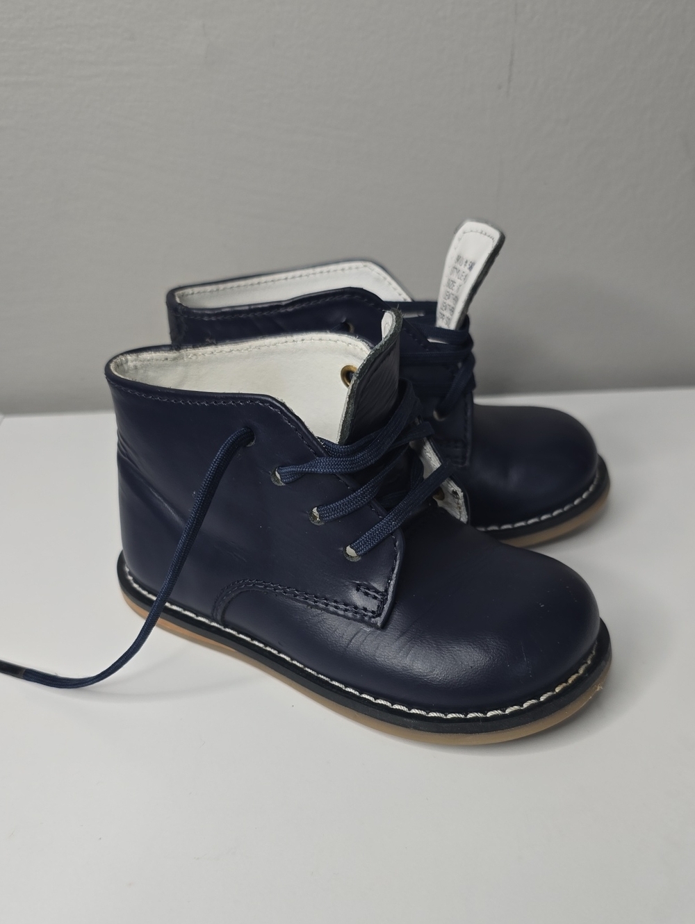 Josmo Walker "Logan" Navy Leather High-Top Baby Shoes - Toddler Size 6